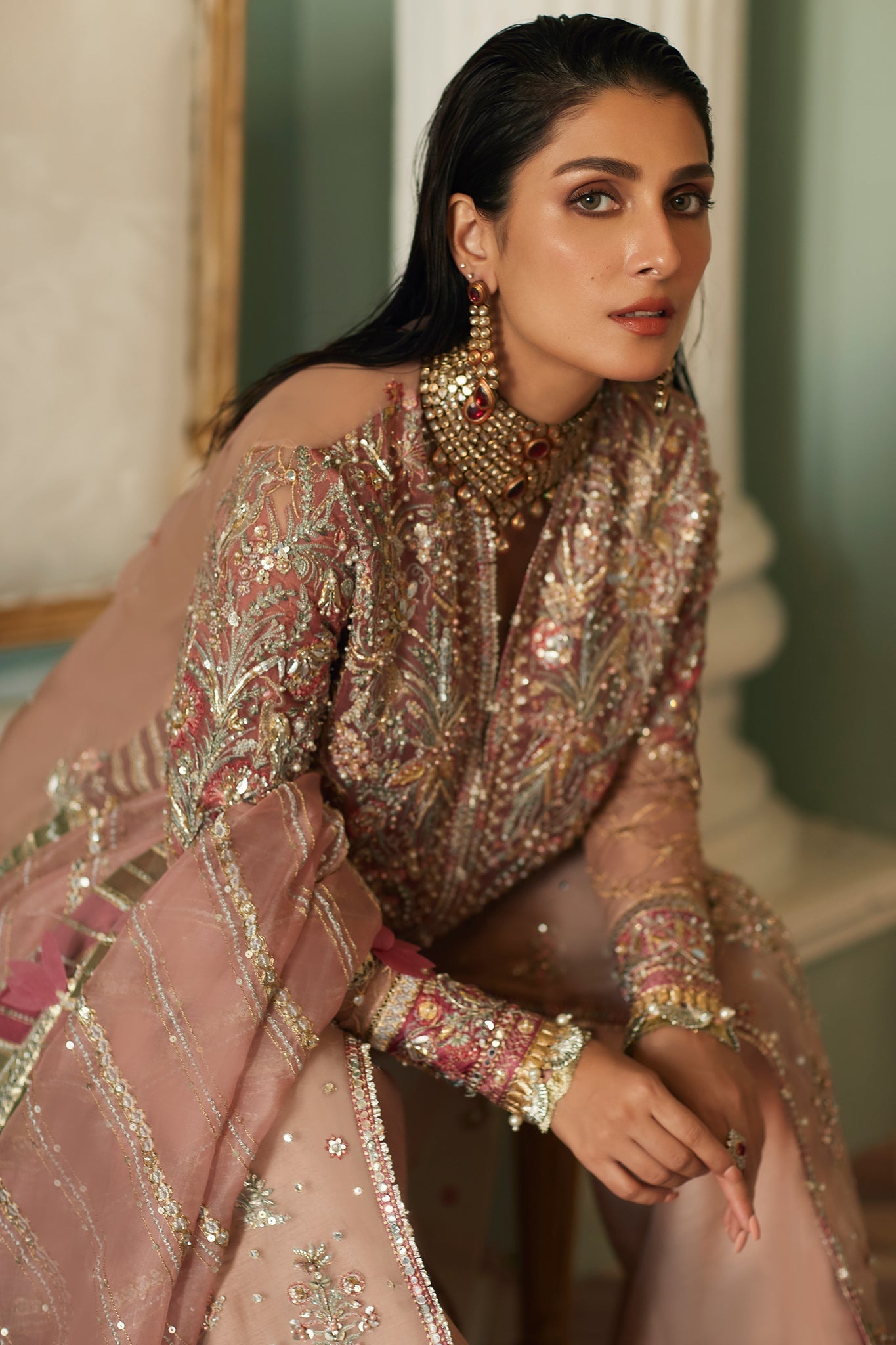 Elan Embroidered Organza 3 Piece Suit MEHR