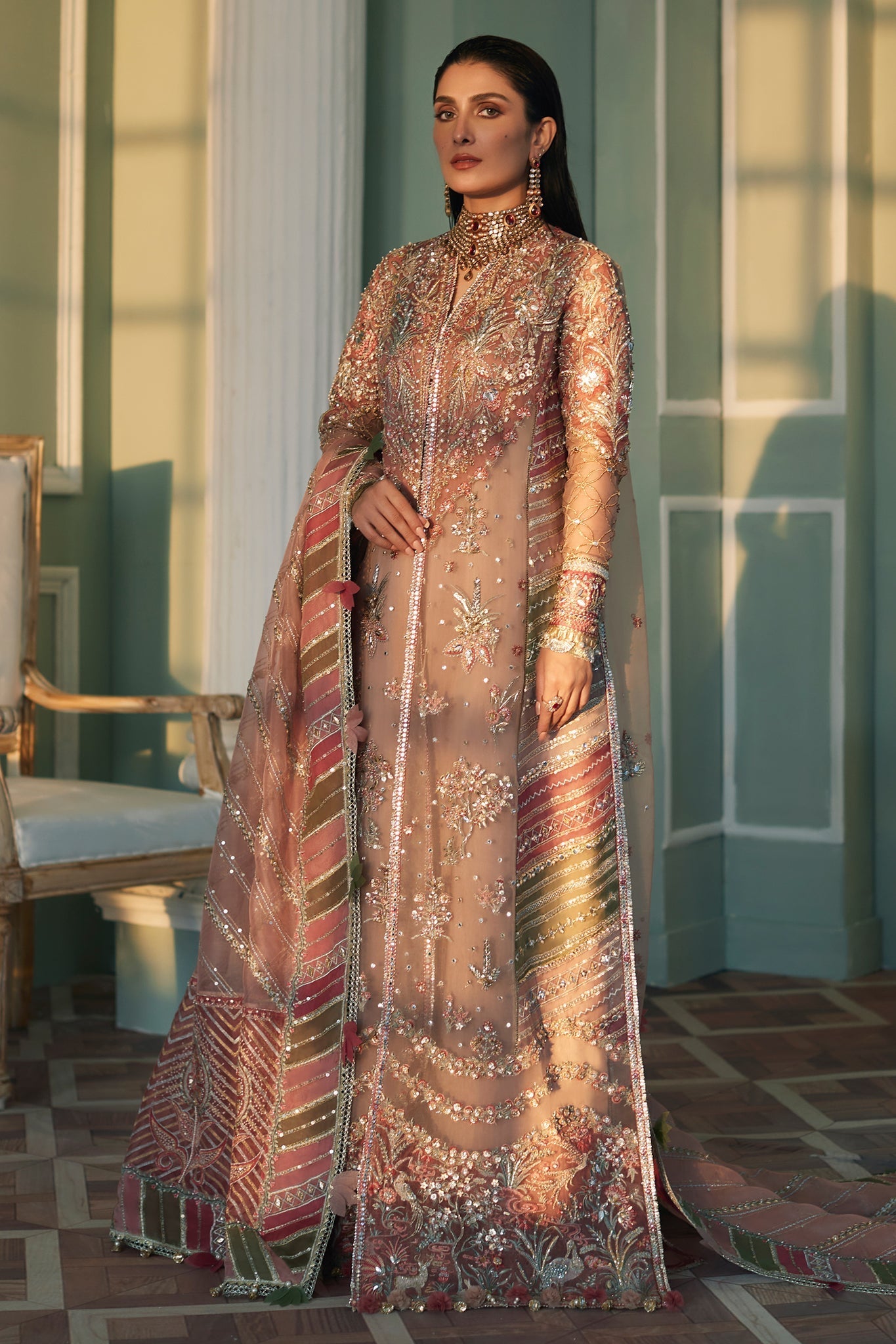 Elan Embroidered Organza 3 Piece Suit MEHR