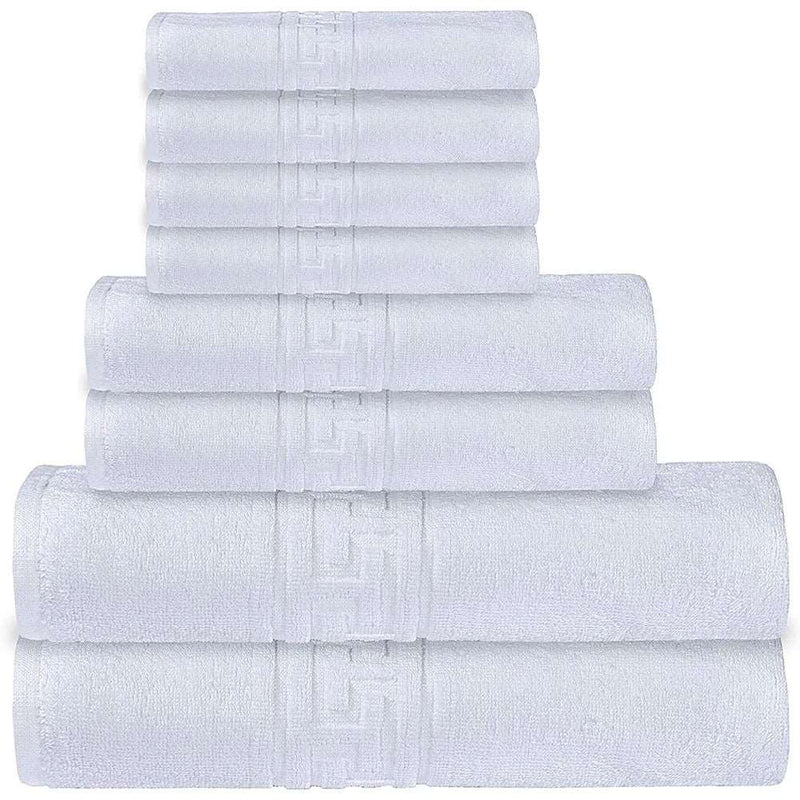 Luxurious Egyptian Cotton White Towels - 600 GSM - Set of 8