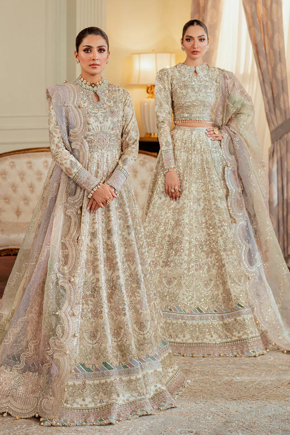 Baroque Embroidered Net 3 piece suit CH13-06