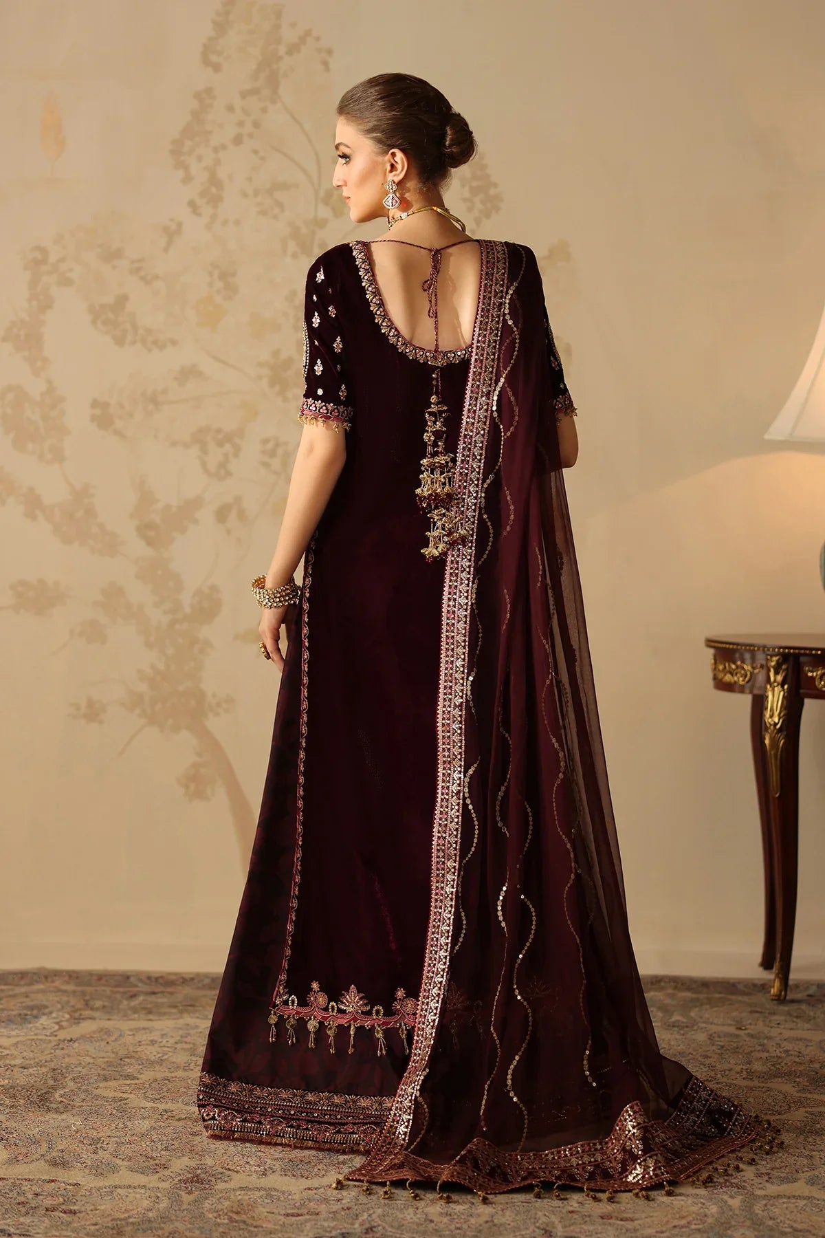 Barqoue Embroidered Velvet Suit  UF-4313