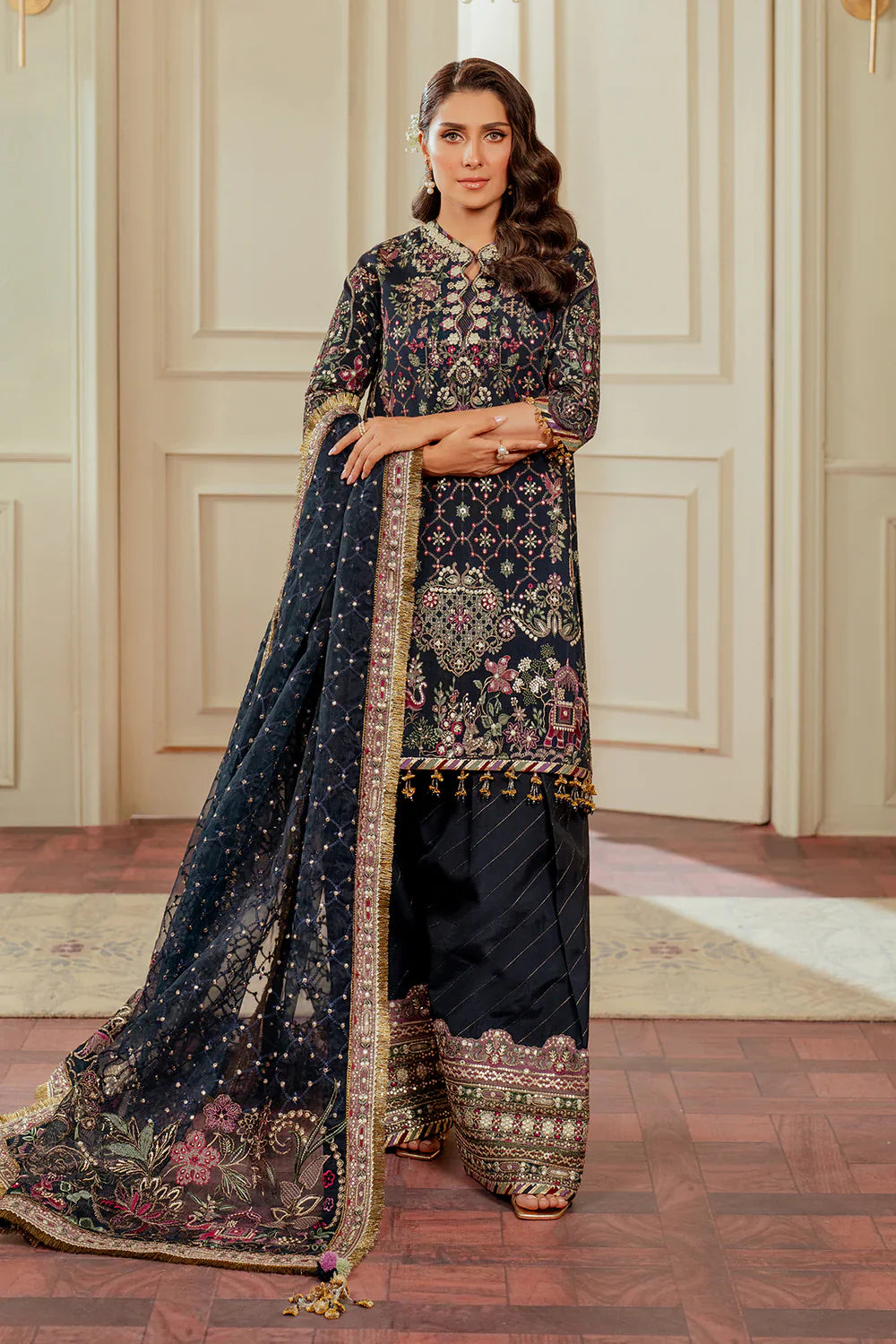 Baroque Embroidered Silk 3 piece suit CH13-07