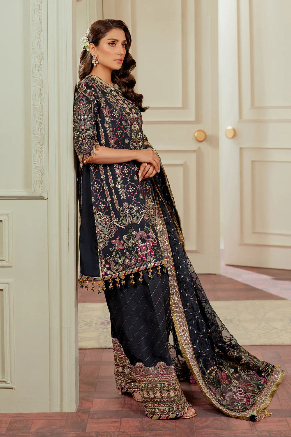 Baroque Embroidered Silk 3 piece suit CH13-07