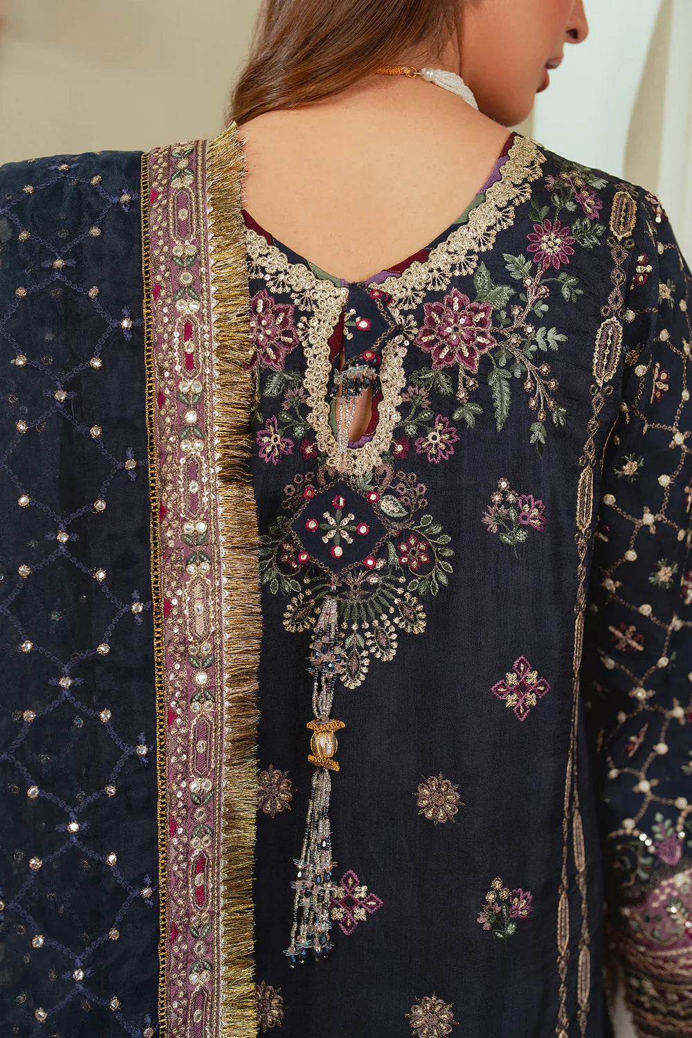 Baroque Embroidered Silk 3 piece suit CH13-07