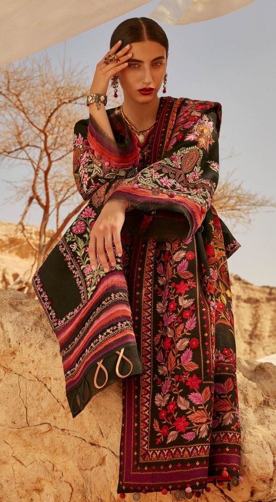 Elan Embroidered Khaddar 3 piece suit JOLA