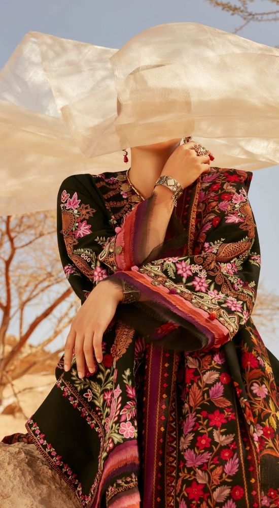 Elan Embroidered Khaddar 3 piece suit JOLA