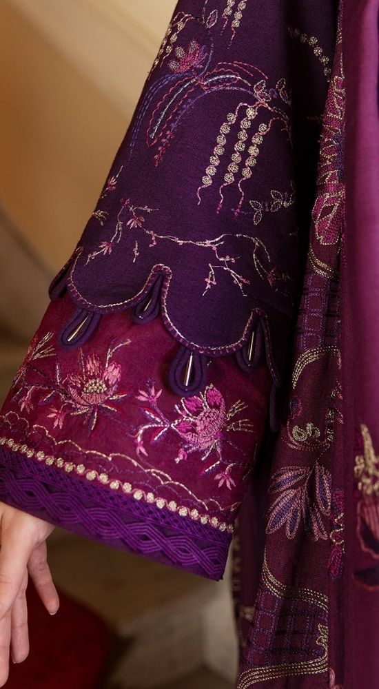 Republican Embroidered Karandi 3 Piece Suit La Mauve