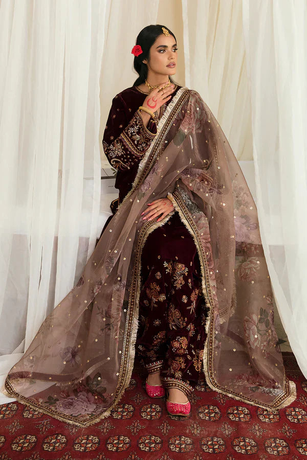 Barqoue Embroidered Velvet Suit UF-250