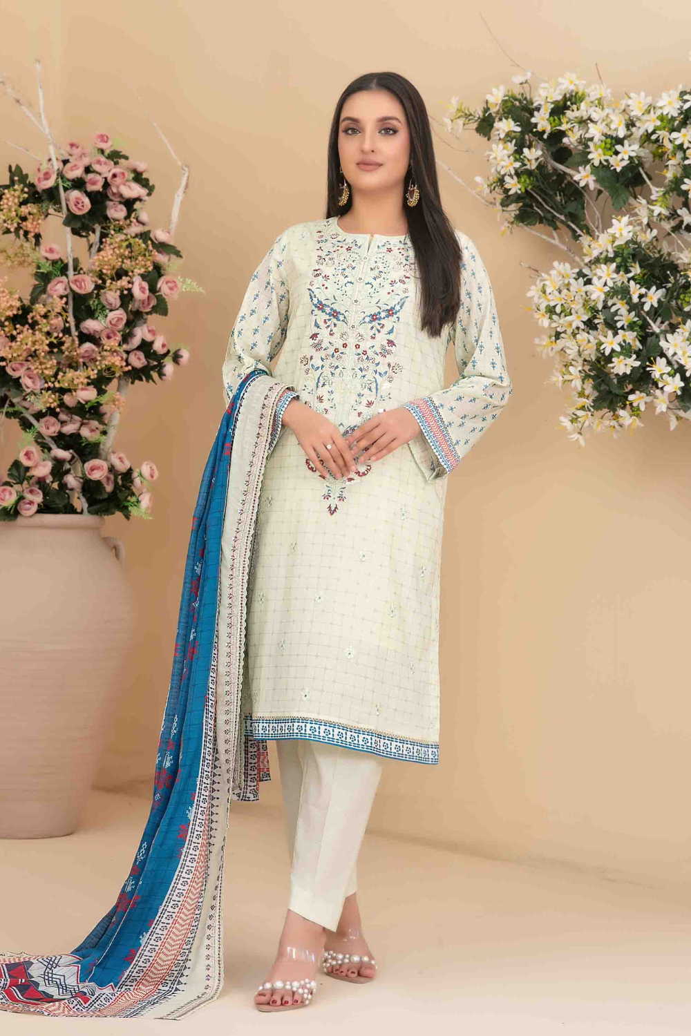 Tawakkal Digital Printed Embroidered Lawn Suit D-3408