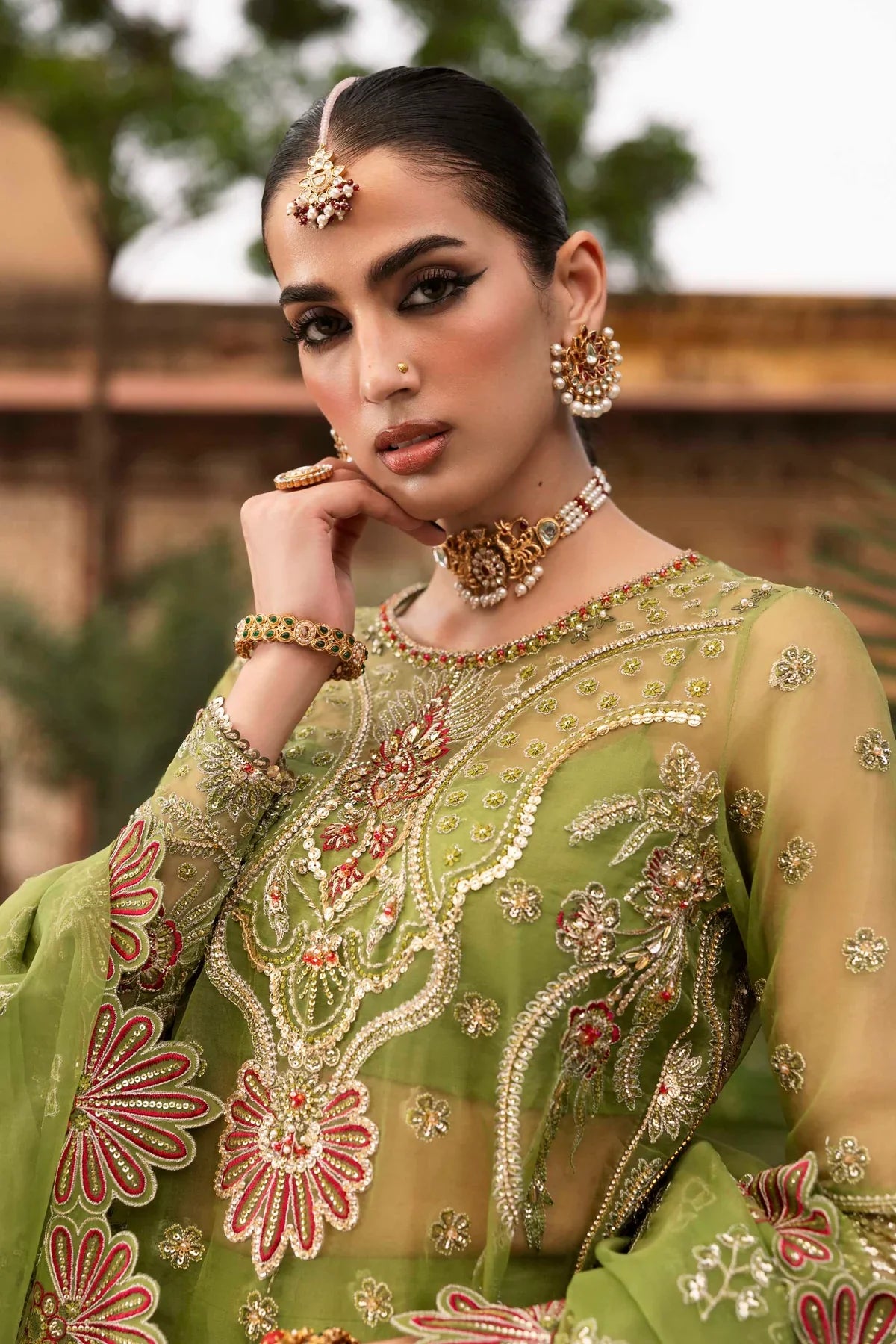 Akbar Aslam Embroidered Organza Suit Ambenrin