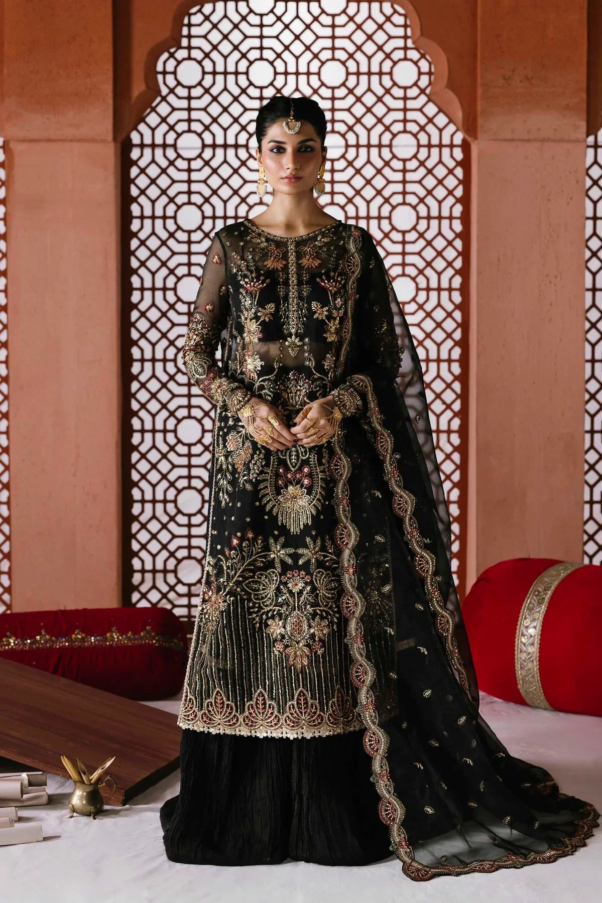 Akbar Aslam Embroidered Organza Suit Mehtab