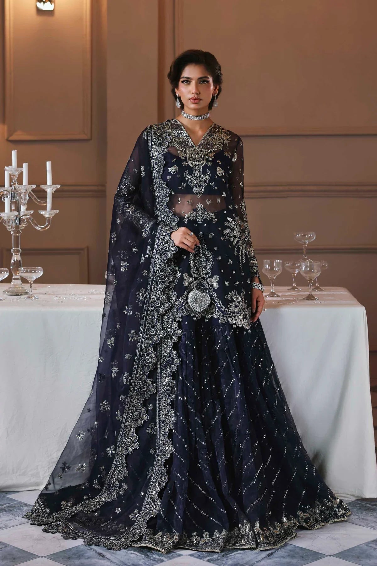 Akbar Aslam Embroidered Organza Suit Zarpari