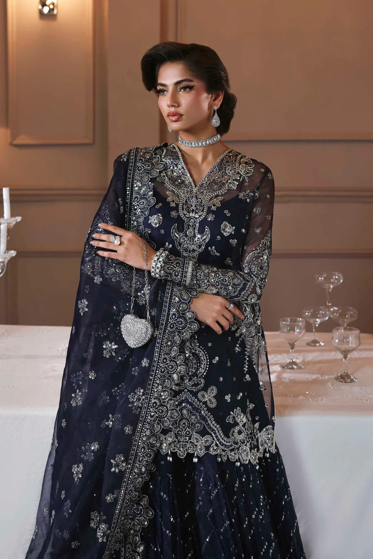 Akbar Aslam Embroidered Organza Suit Zarpari