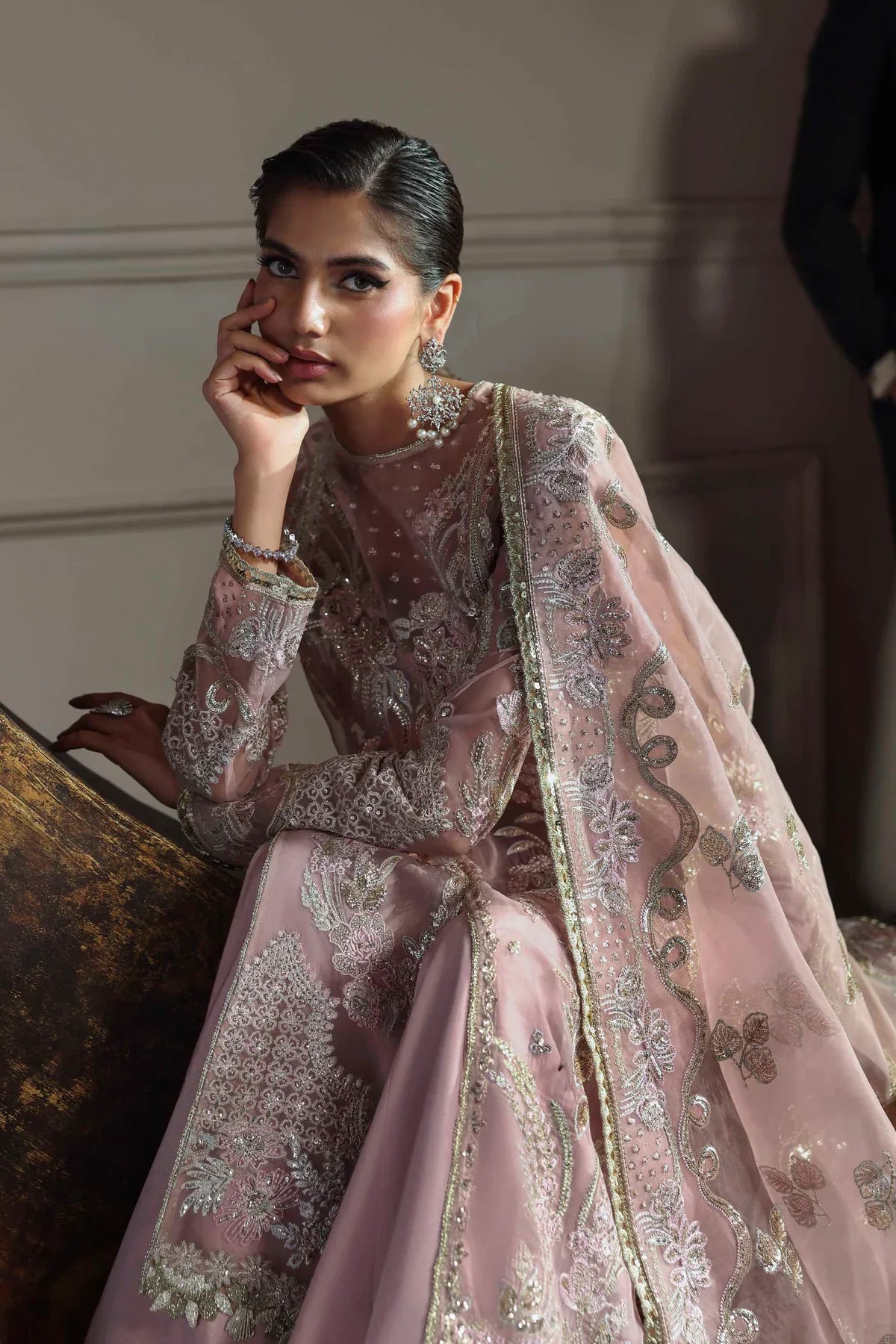 Akbar Aslam Embroidered Organza Suit Shahmeena