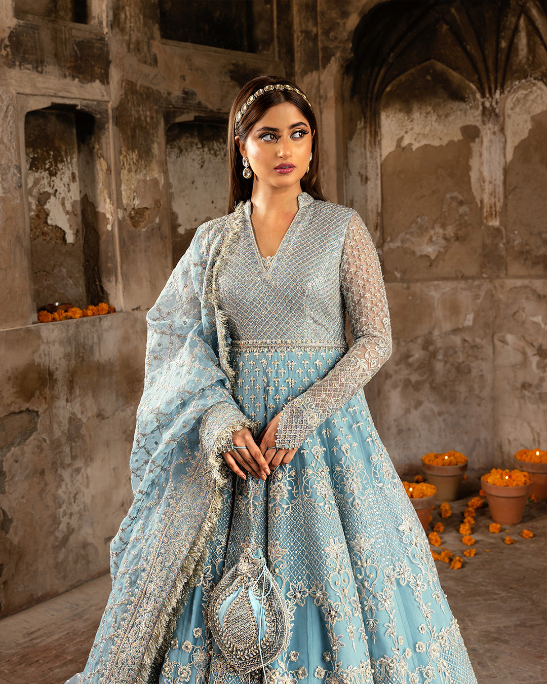 Faiza Saqlain Embroidered Net 3 Piece Hana