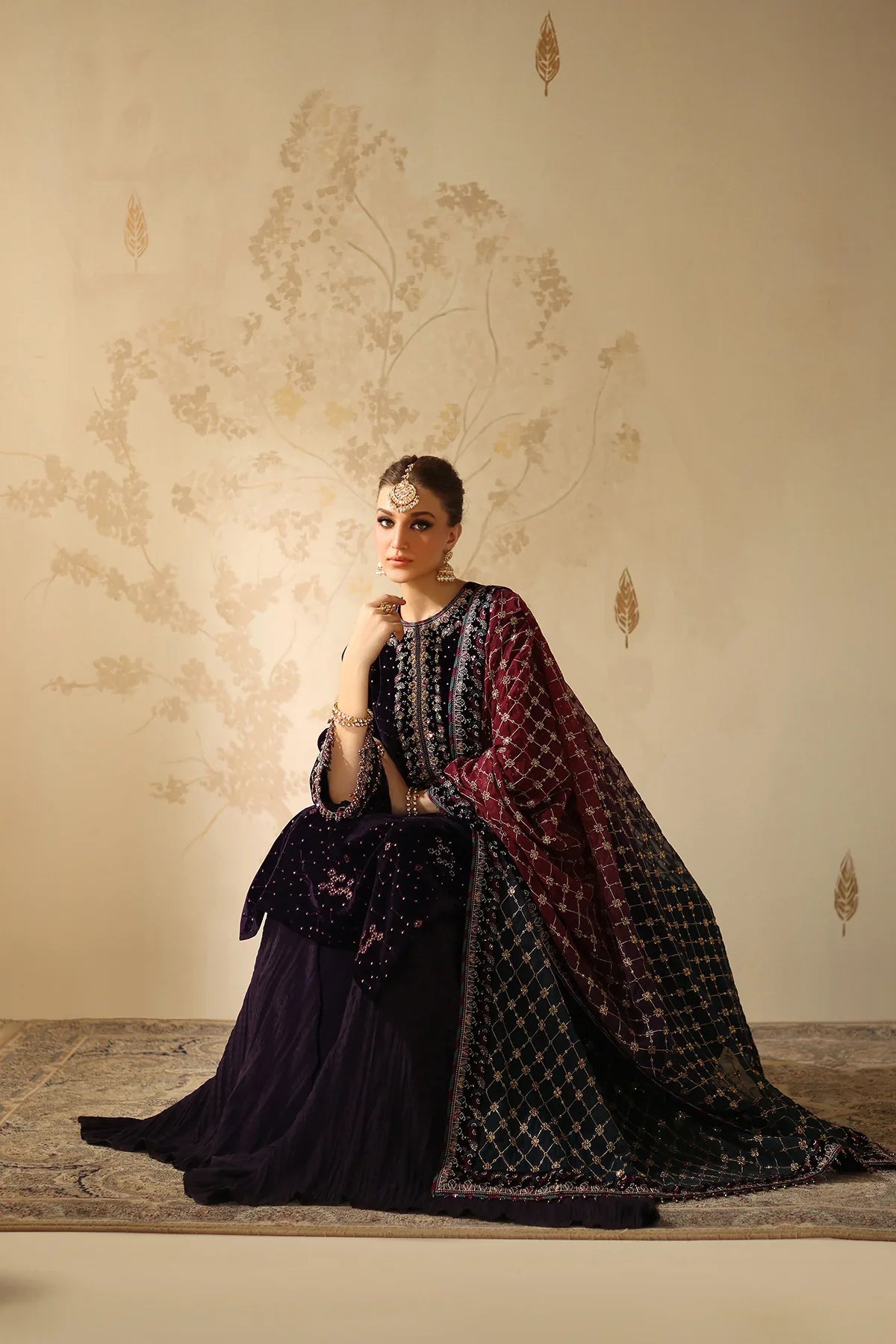 Barqoue Embroidered Velvet Suit UF-4319
