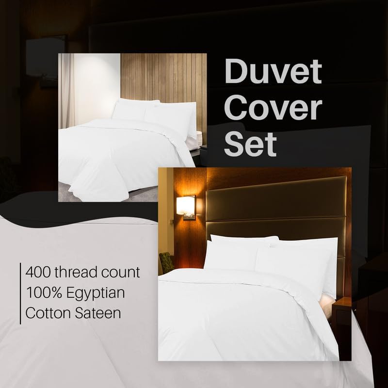 Luxurious 400 Thread Count Duvet Quilt Cover Set With Pillow Cases