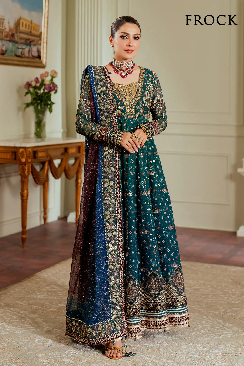 Baroque Embroidered Chiffon 3 piece suit CH13-03