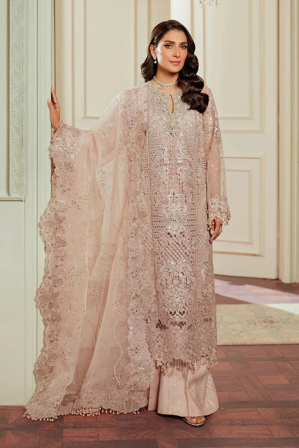 Baroque Embroidered Organza 3 piece suit CH13-04
