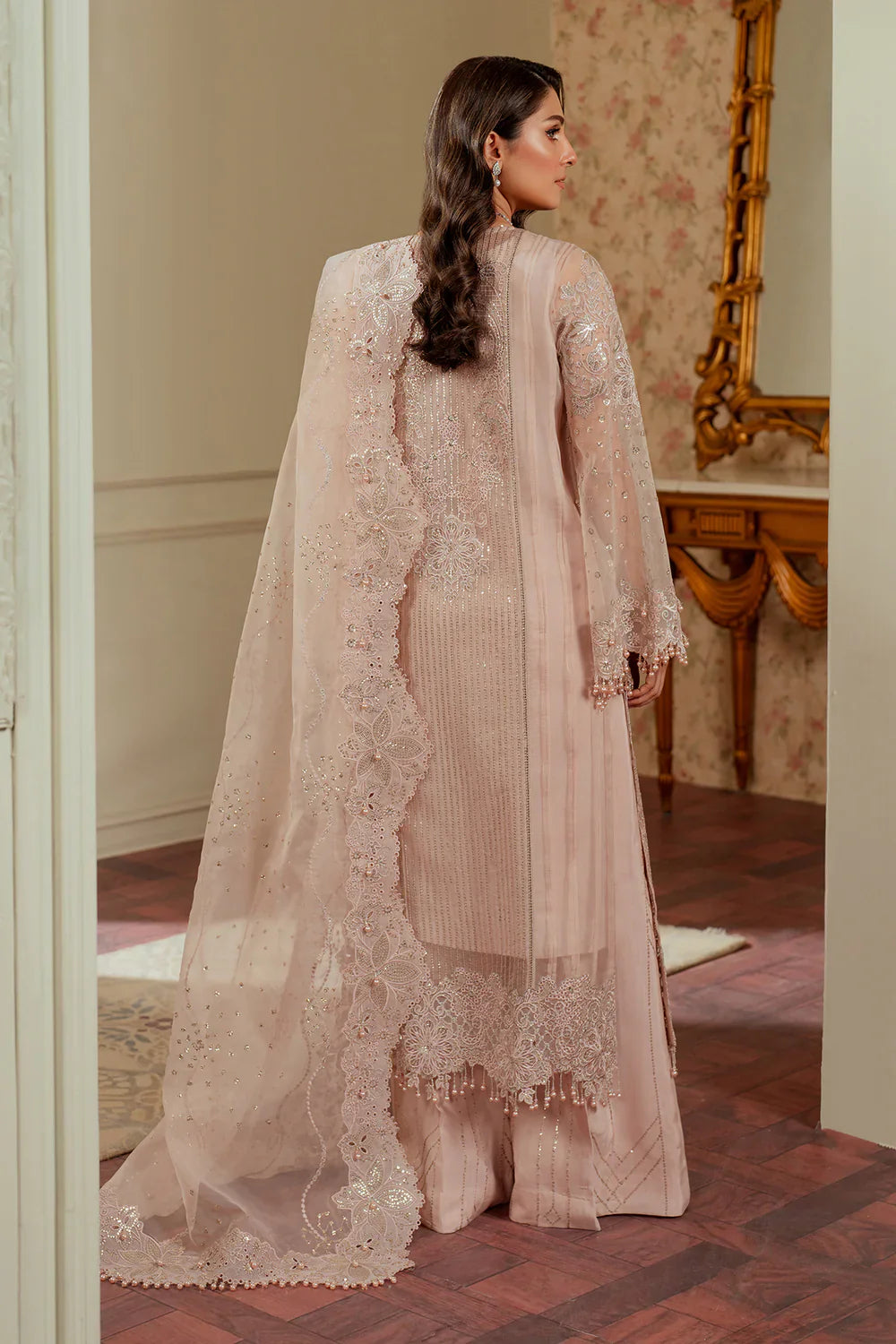 Baroque Embroidered Organza 3 piece suit CH13-04