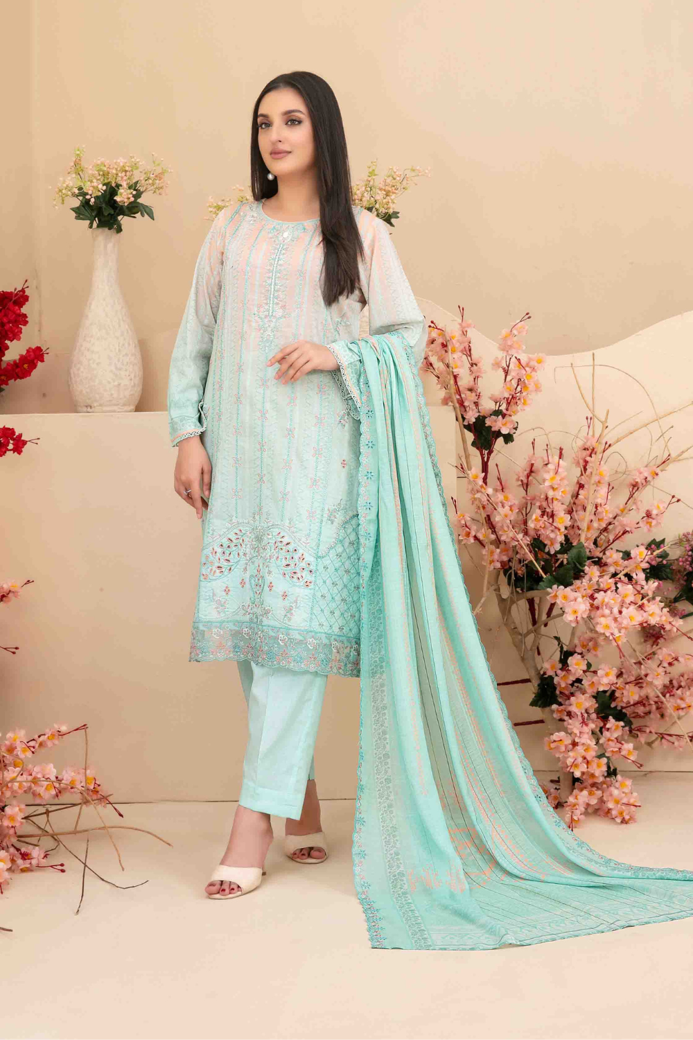 Tawakkal Digital Printed Embroidered Lawn Suit D-3413