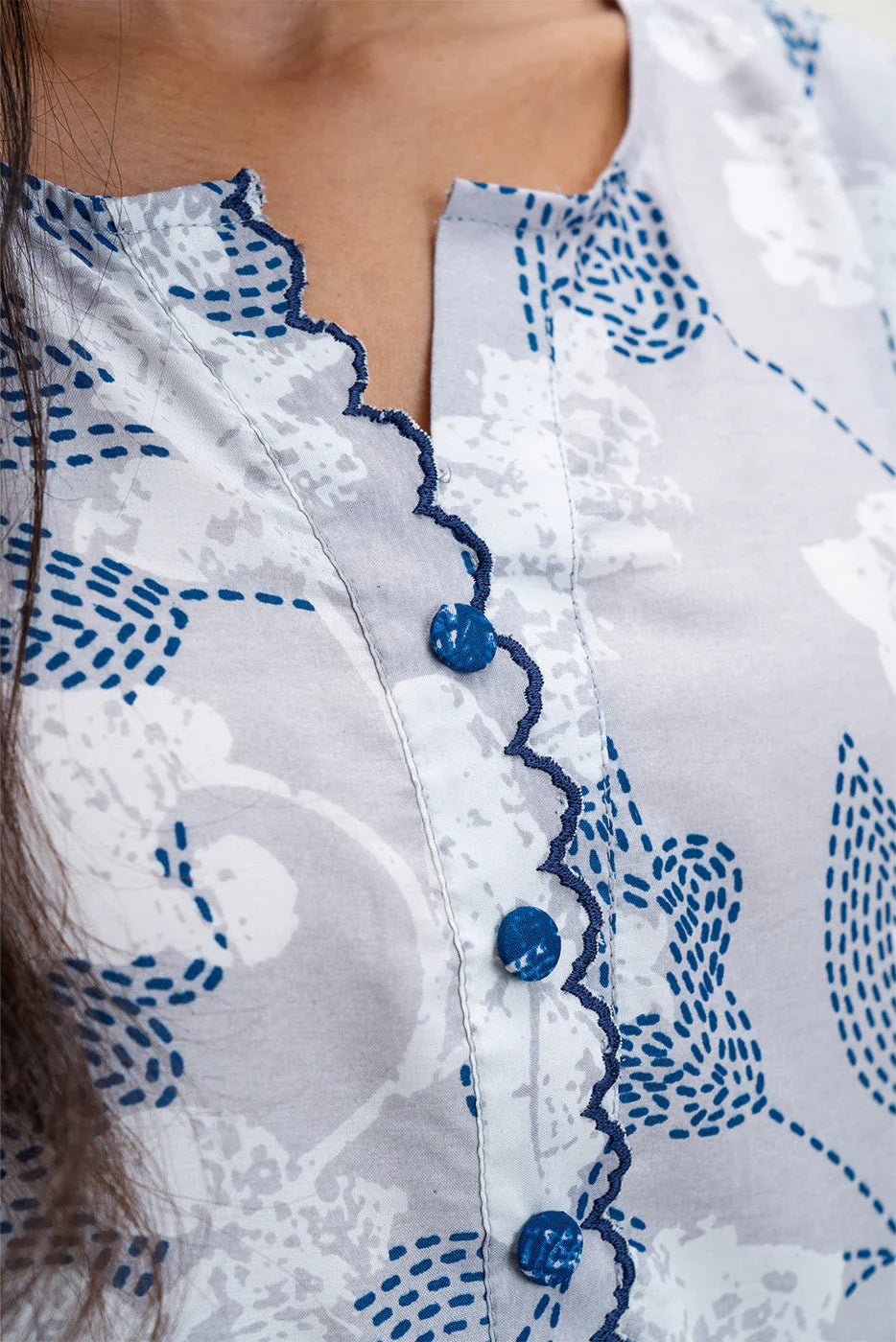Beechtree Printed Blended Lawn Suit PEARL BLUE BT-12