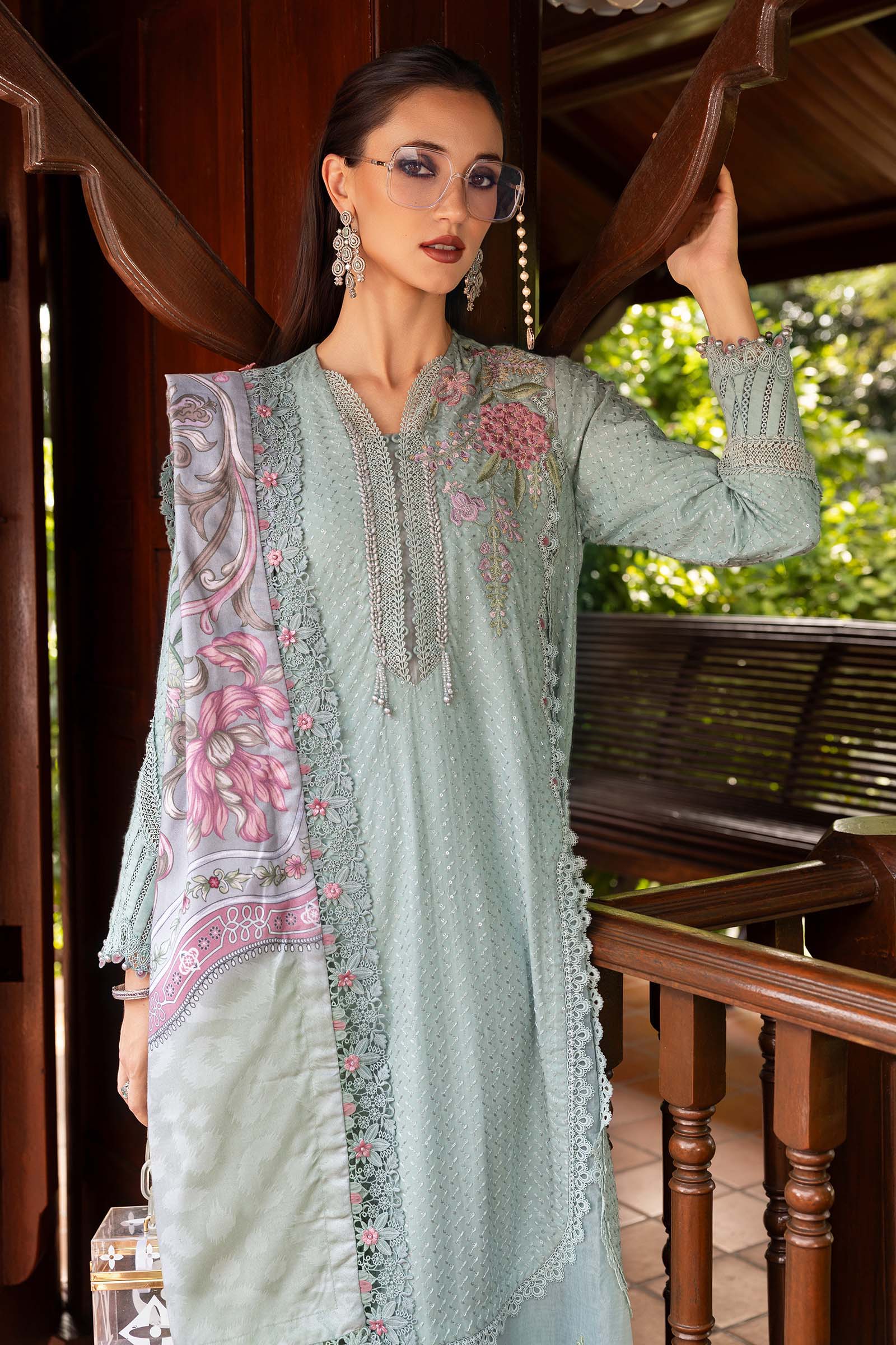 Maria B Embroidered Linen Suit MPT-2802-A