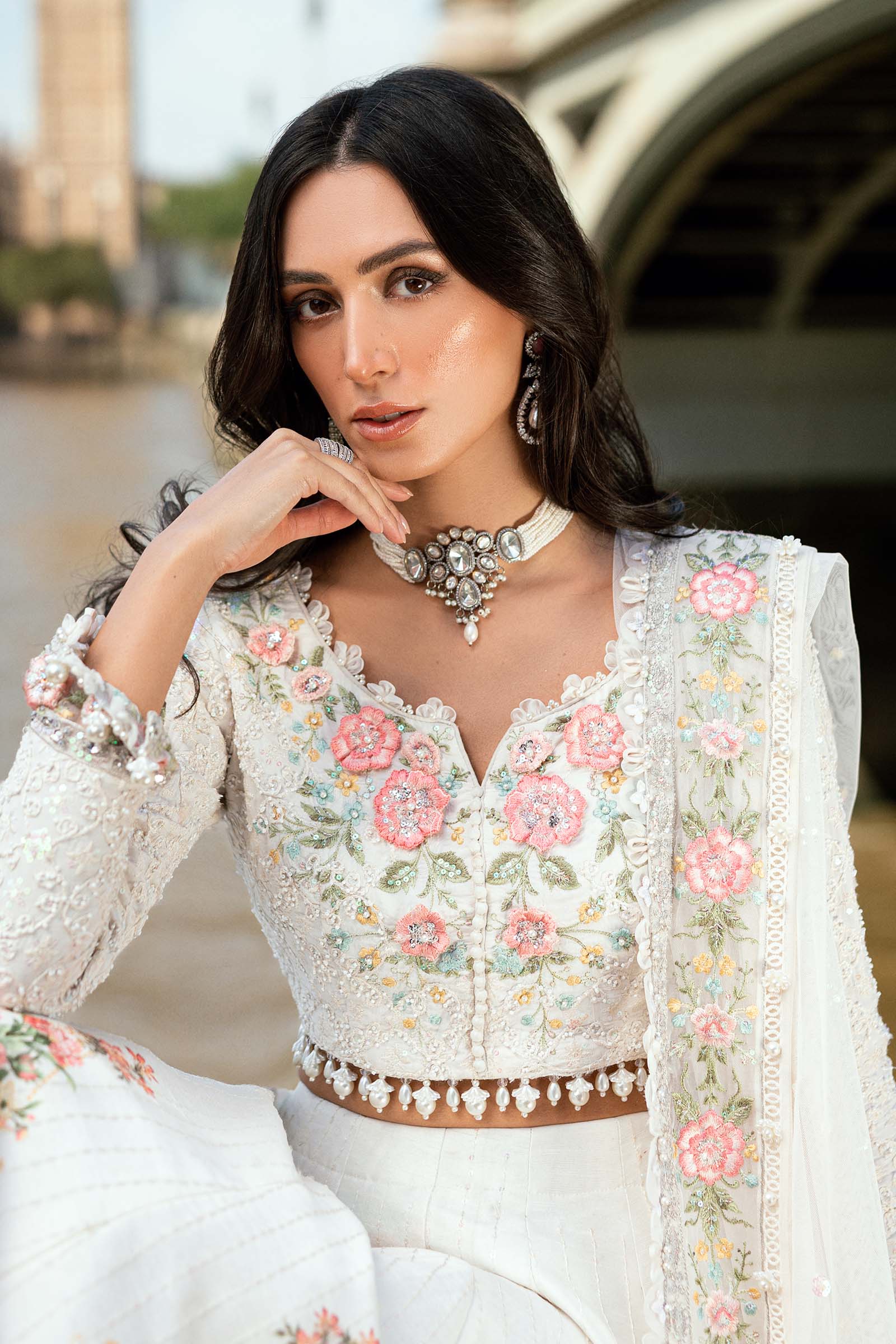 Maria B Embroidered Raw Silk Suit WF-09-02-White