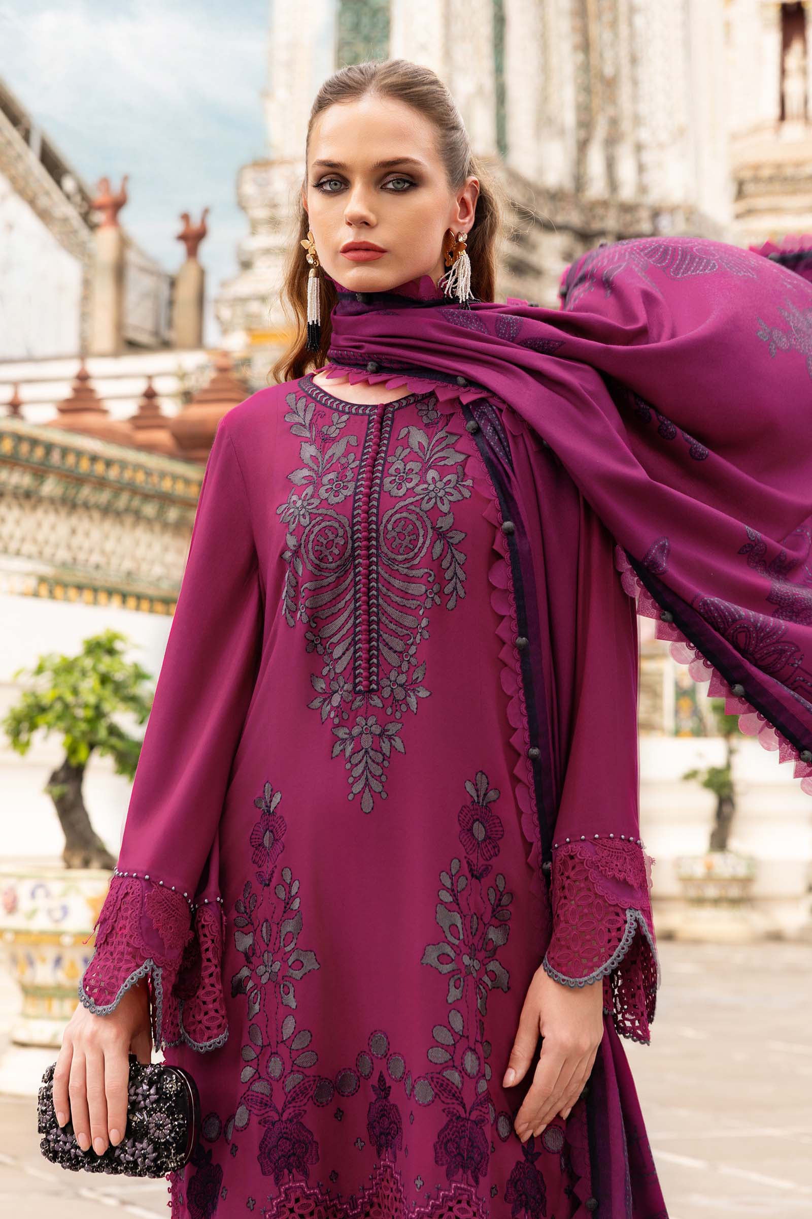 Maria B Embroidered Linen Suit MPT-2804-B