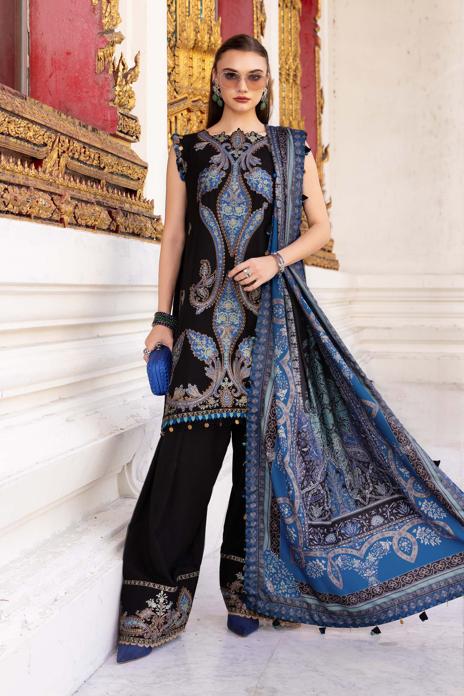 Maria B Embroidered Linen Suit MPT-2806-B