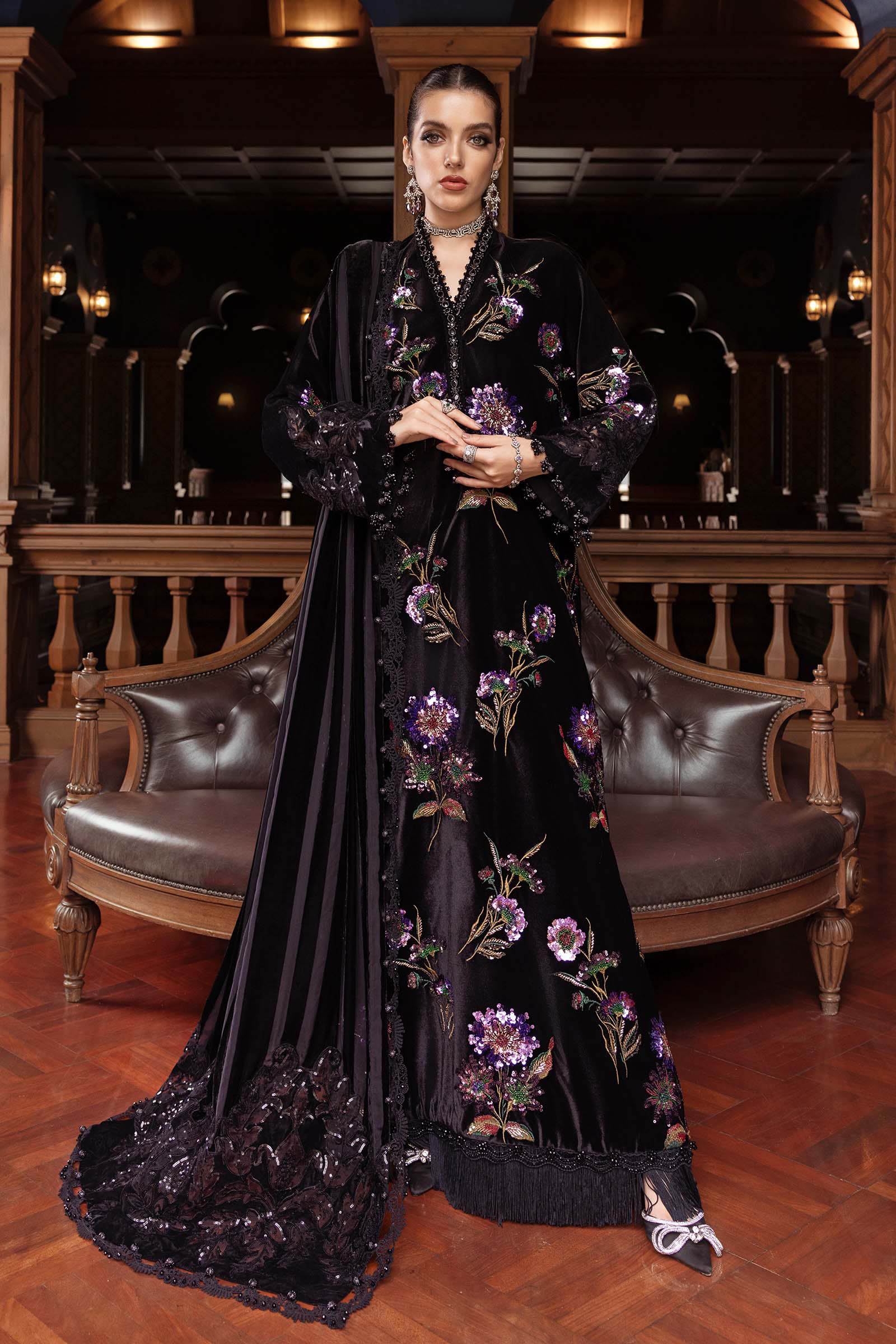 Maria B Embroidered Velvet Suit WL-1306