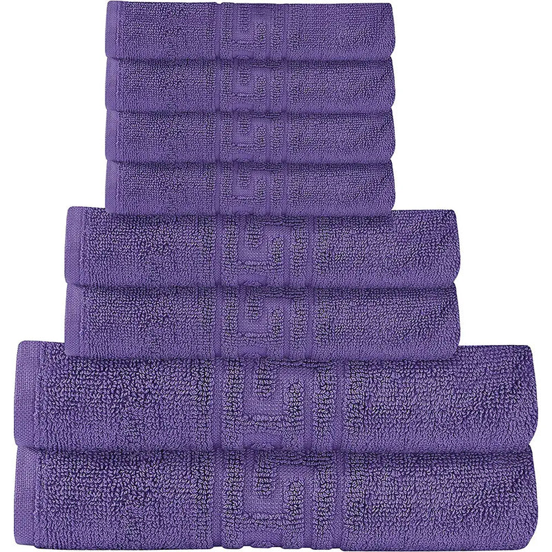 Soft and Premium Egyptian Cotton Towels - 600 GSM Purple, Set of 8