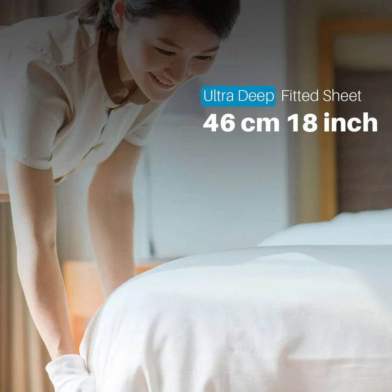400 Thread Count Egyptian Cotton Ultra Deep Fitted Sheets - 46cm/18