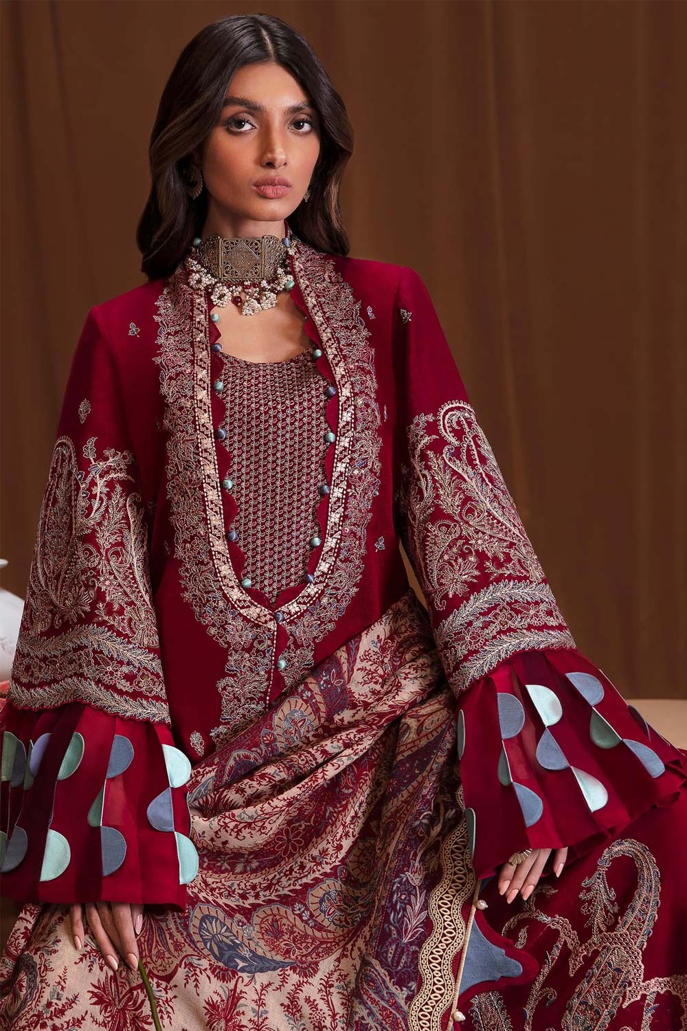 Elan Embroidered Khaddar 3 piece suit ATHENA