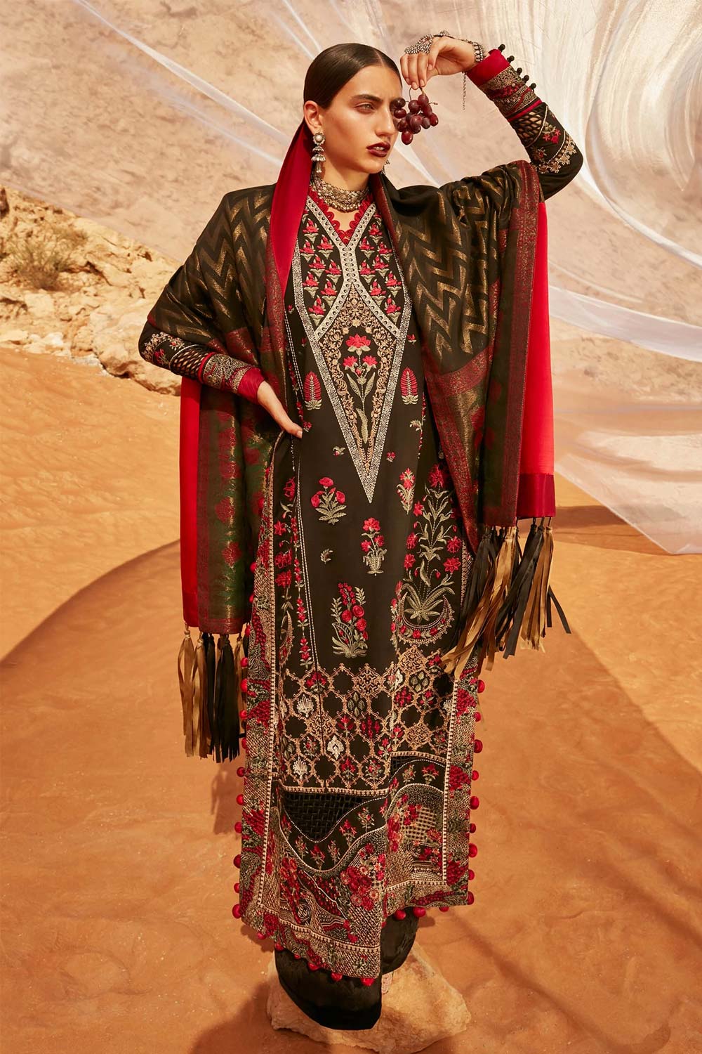 Elan Embroidered Khaddar 3 piece suit MEDEA