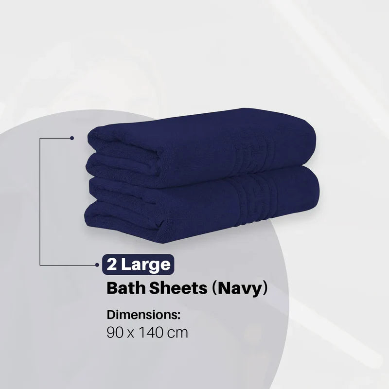 100% Egyptian Cotton 600 GSM Bath Towels Set - Navy
